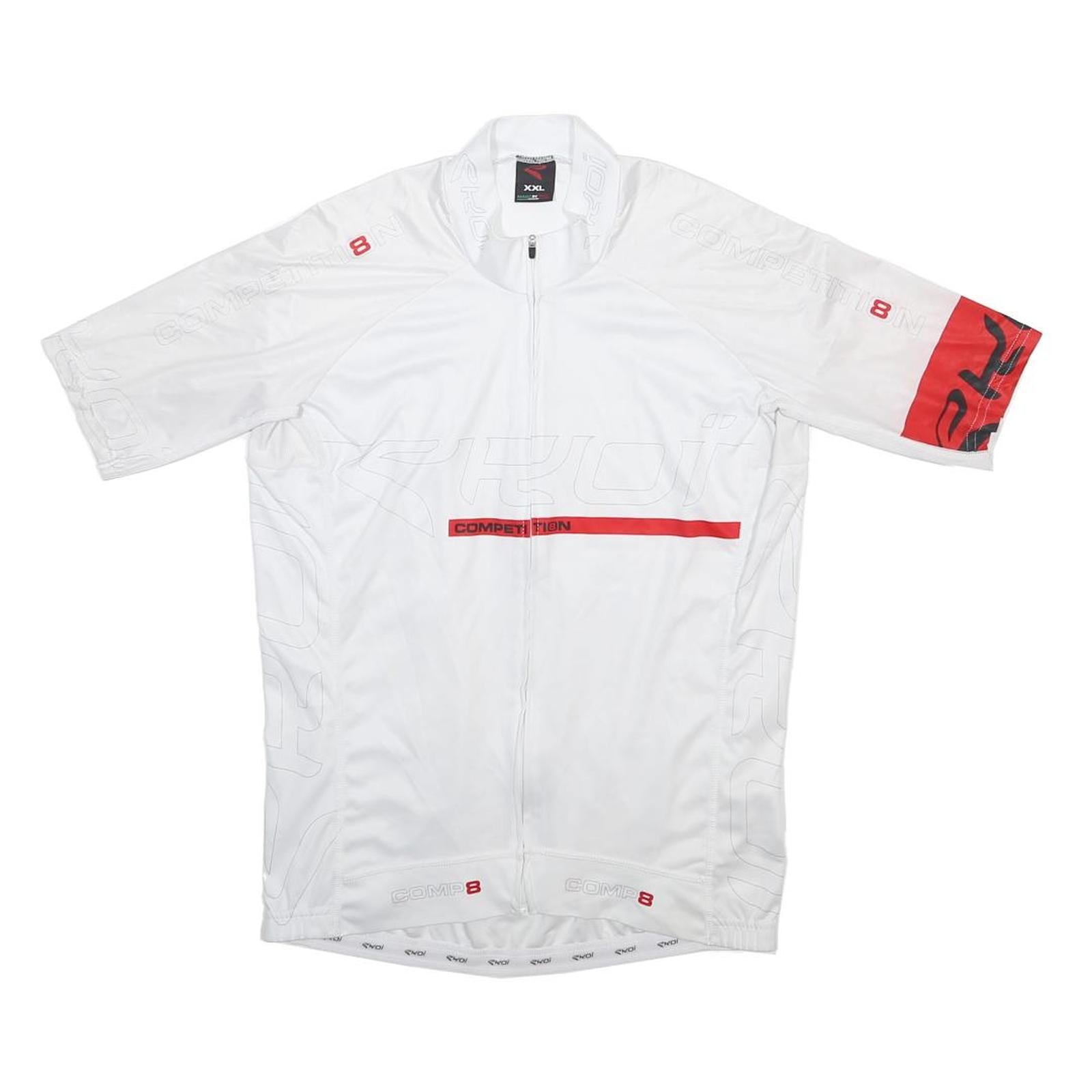 EKOI Mens White & Red Competition Cycling T-Shirt 2XL Short Sleeve Zip Neck