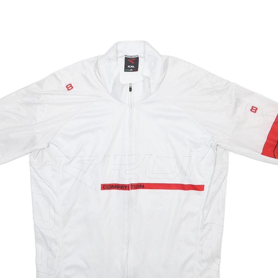 EKOI Mens White & Red Competition Cycling T-Shirt 2XL Short Sleeve Zip Neck