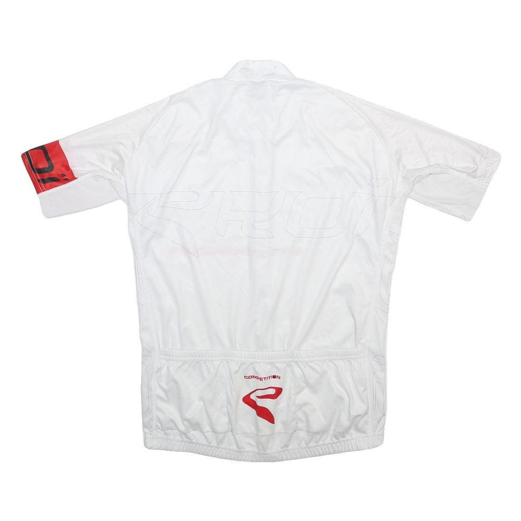 EKOI Mens White & Red Competition Cycling T-Shirt 2XL Short Sleeve Zip Neck
