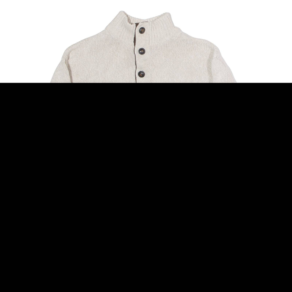 CHAPS Mens Jumper Grey Button Neck Tight Knit M