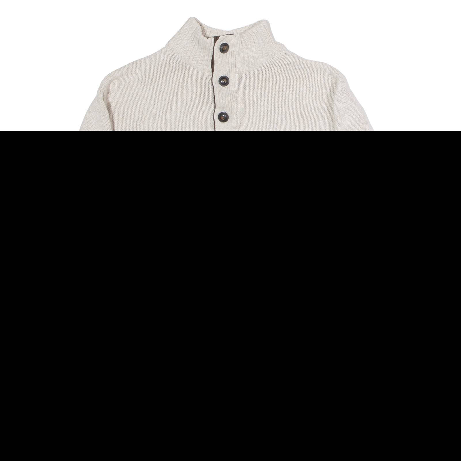 CHAPS Mens Jumper Grey Button Neck Tight Knit M