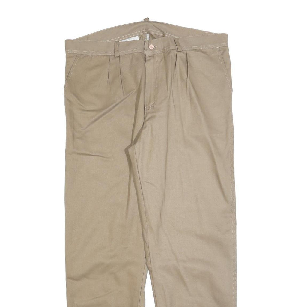 Womens Beige Relaxed Leg Trousers W36 L32 Zip Closure Lightweight Summer Casual