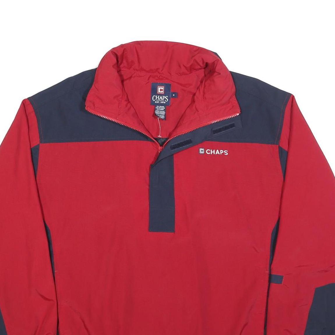 CHAPS Mens Red & Navy Outdoor Jacket M Polyester Zip Athletic Windbreaker