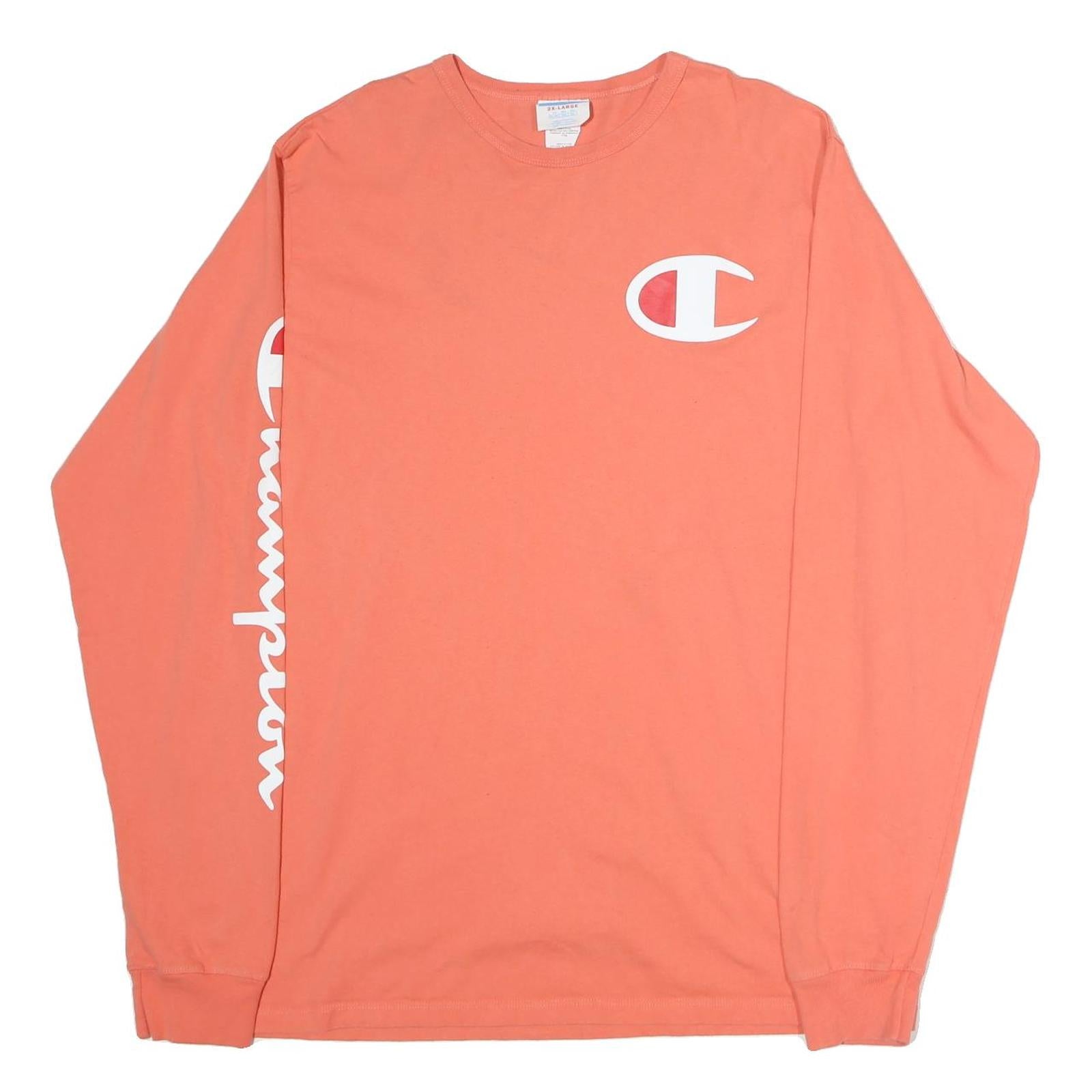 CHAMPION Mens Orange Long Sleeve Crew Neck Graphic T-Shirt 2XL