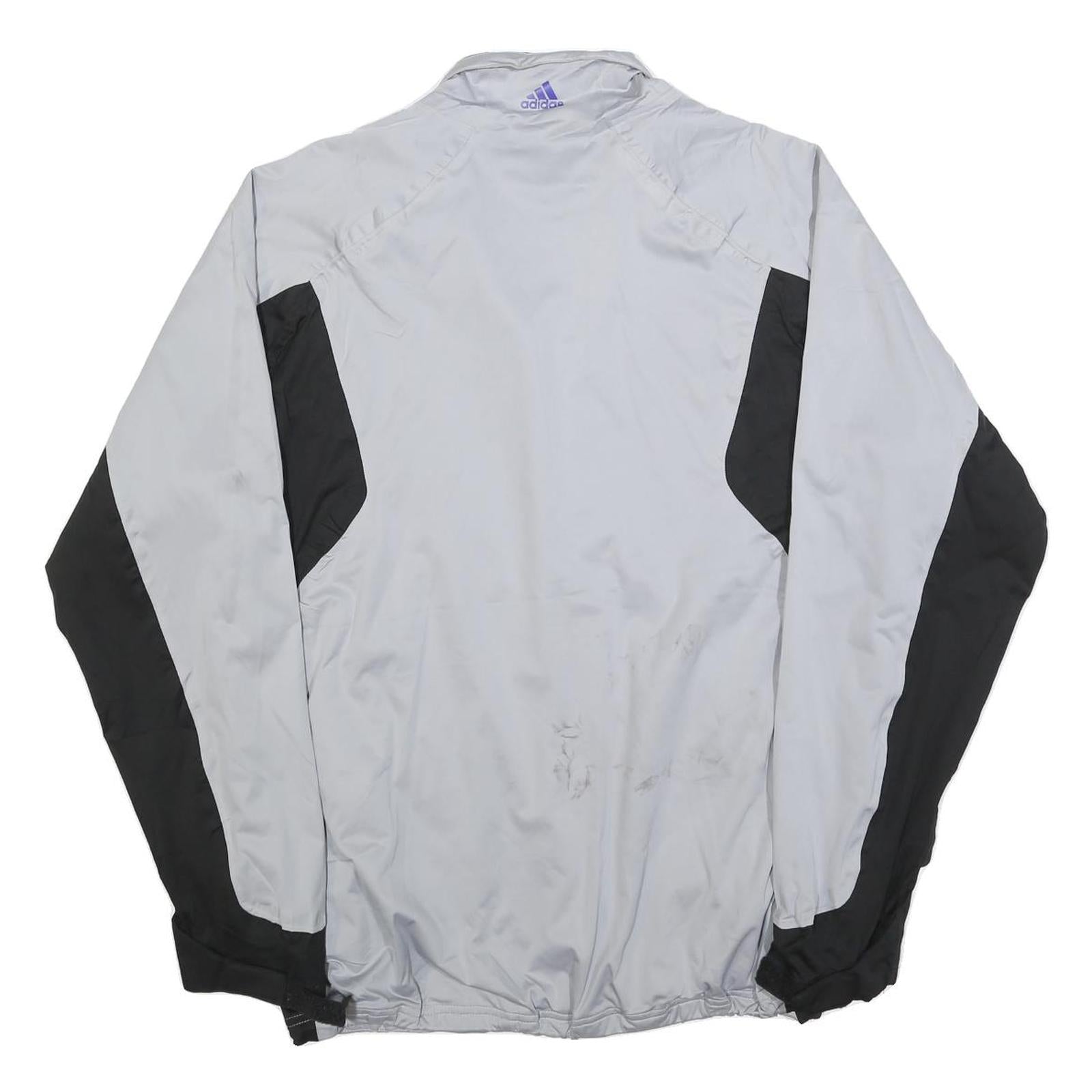 ADIDAS Mens Grey & Black Athletic Polyester Blend Zip Jacket L Sports Outerwear