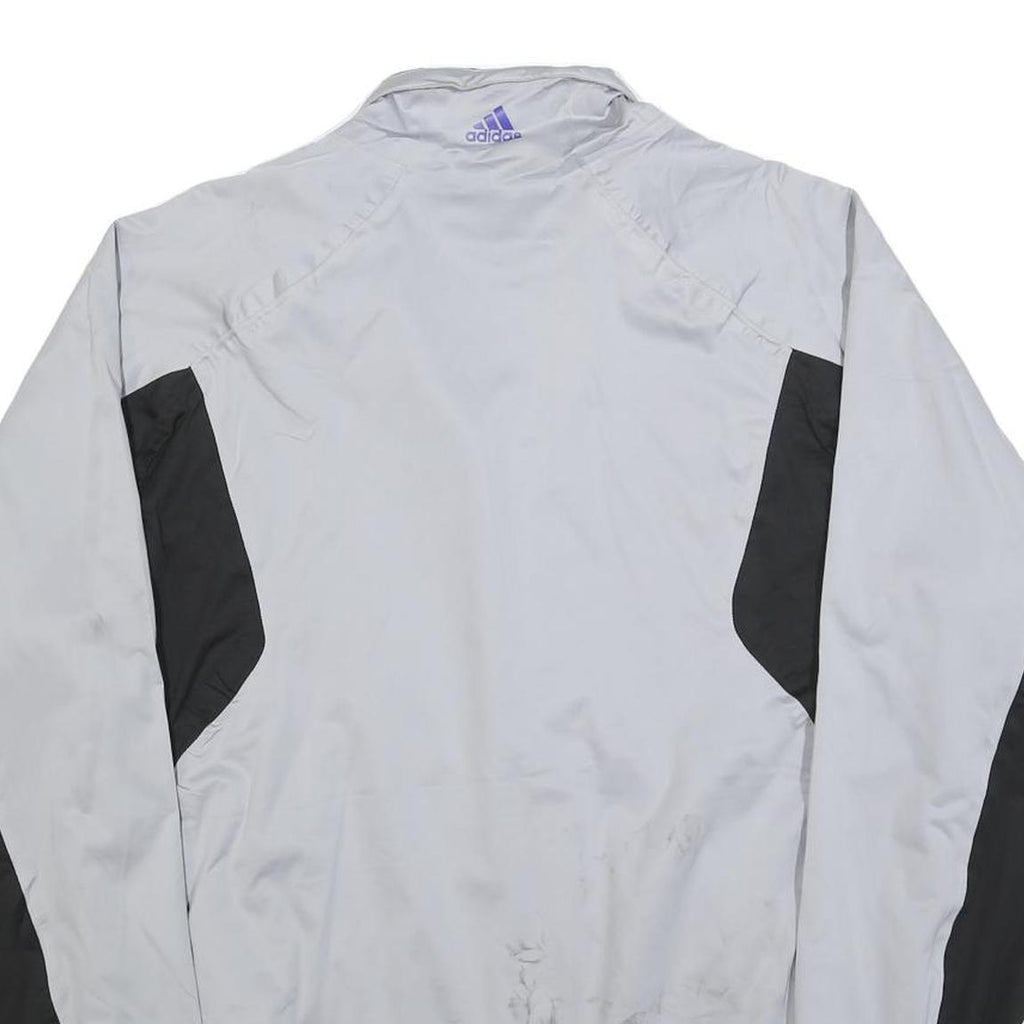ADIDAS Mens Grey & Black Athletic Polyester Blend Zip Jacket L Sports Outerwear