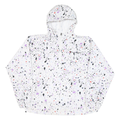 CHAMPION Womens White & Black Graphic Print Hooded Nylon Jacket M Zip Patterned