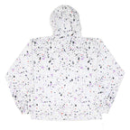 CHAMPION Womens White & Black Graphic Print Hooded Nylon Jacket M Zip Patterned