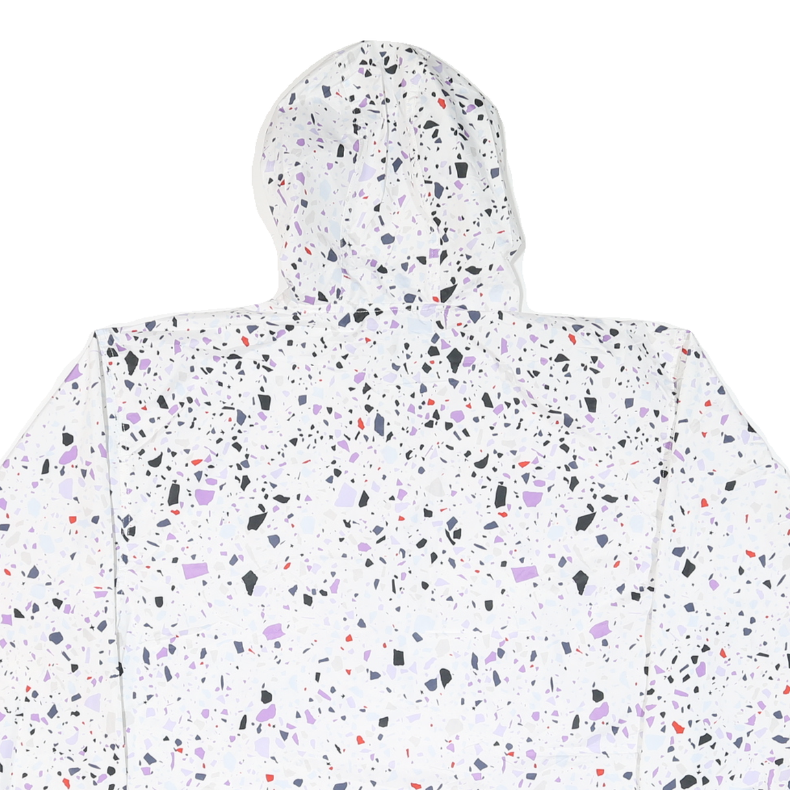 CHAMPION Womens White & Black Graphic Print Hooded Nylon Jacket M Zip Patterned