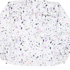 CHAMPION Womens White & Black Graphic Print Hooded Nylon Jacket M Zip Patterned