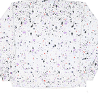 CHAMPION Womens White & Black Graphic Print Hooded Nylon Jacket M Zip Patterned