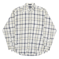 NAUTICA Mens White & Grey Check Shirt L Classic Cotton Blend Long Sleeve Button
