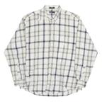 NAUTICA Mens White & Grey Check Shirt L Classic Cotton Blend Long Sleeve Button