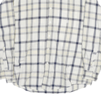NAUTICA Mens White & Grey Check Shirt L Classic Cotton Blend Long Sleeve Button