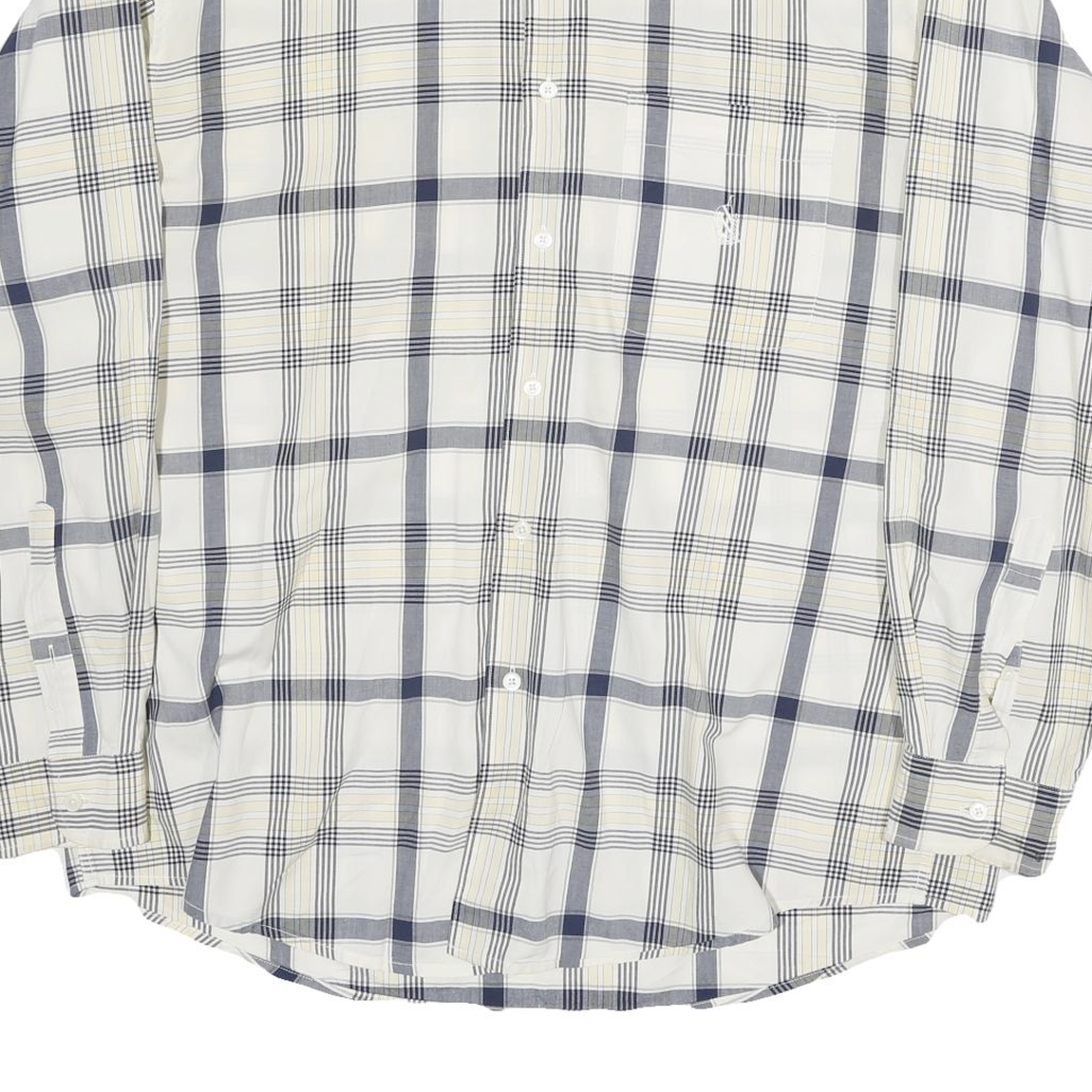NAUTICA Mens White & Grey Check Shirt L Classic Cotton Blend Long Sleeve Button