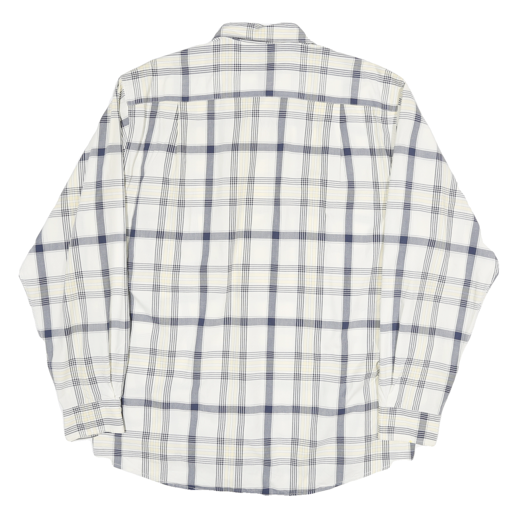 NAUTICA Mens White & Grey Check Shirt L Classic Cotton Blend Long Sleeve Button
