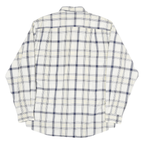 NAUTICA Mens White & Grey Check Shirt L Classic Cotton Blend Long Sleeve Button