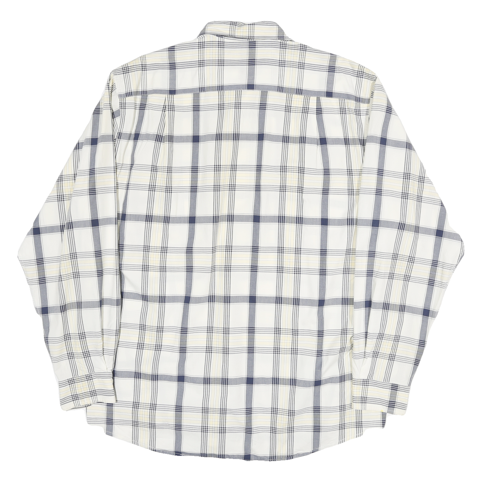 NAUTICA Mens White & Grey Check Shirt L Classic Cotton Blend Long Sleeve Button