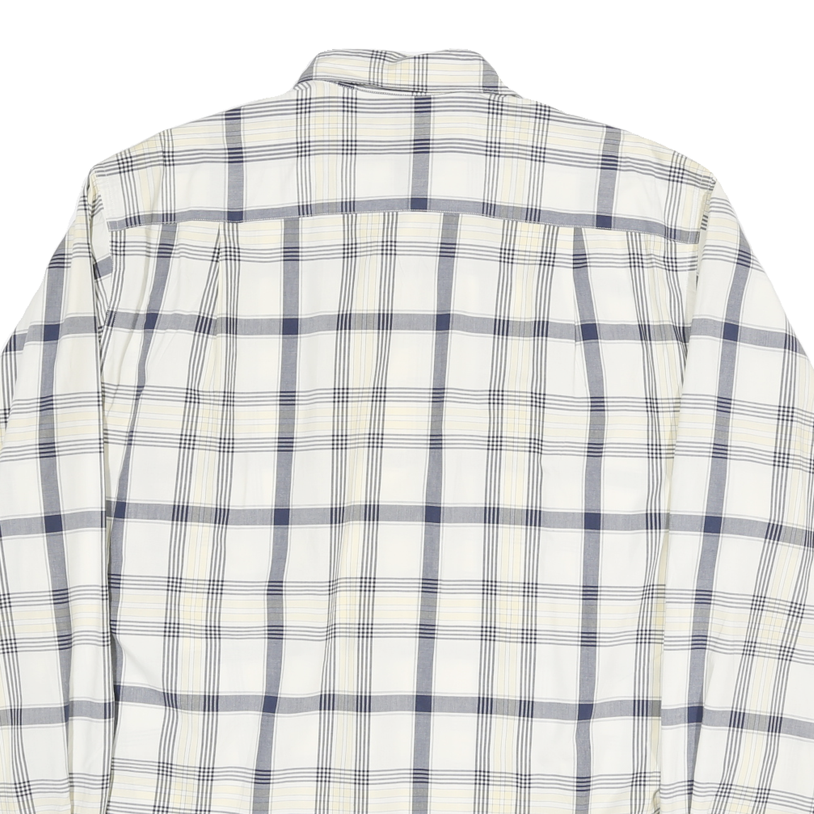 NAUTICA Mens White & Grey Check Shirt L Classic Cotton Blend Long Sleeve Button