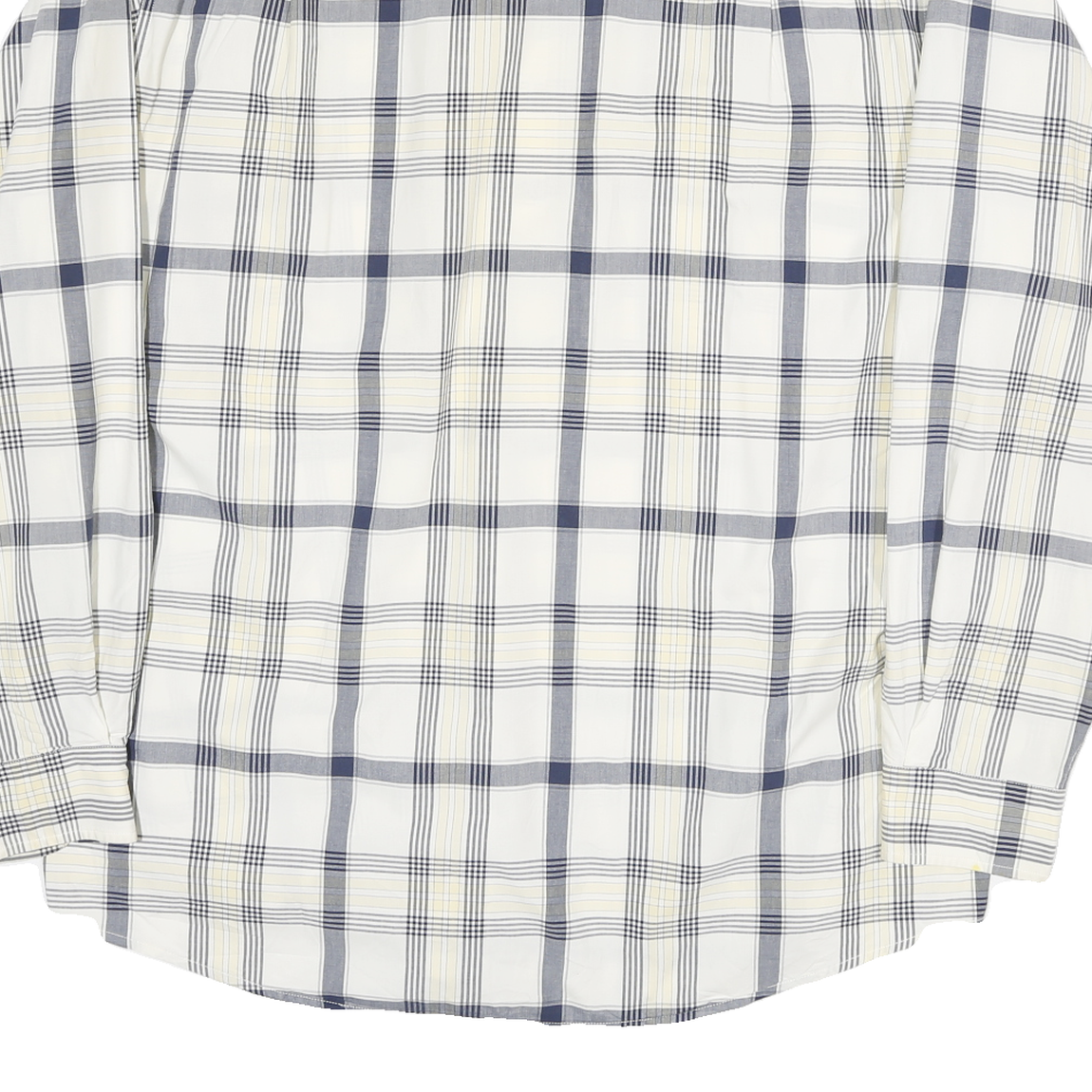 NAUTICA Mens White & Grey Check Shirt L Classic Cotton Blend Long Sleeve Button