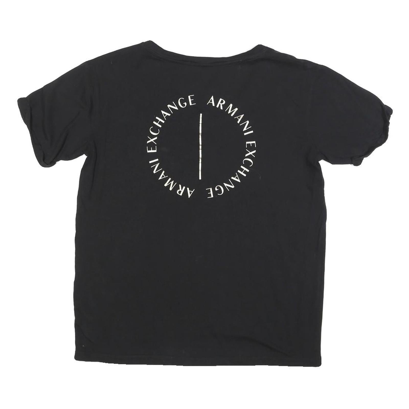 ARMANI EXCHANGE Womens Black Logo Graphic T-Shirt L Short Sleeve V-Neck Stylish