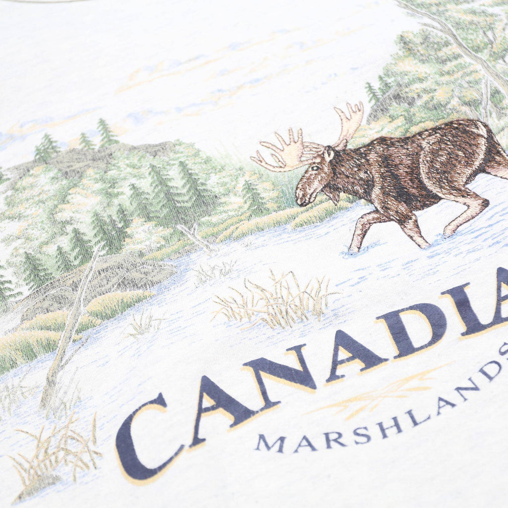 MARSHLANDS CANADA Womens Cream Canada Moose Graphic Crew Neck XL Sweatshirt
