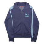 PUMA Womens Blue & Light Blue Track Jacket M Polyester Zip Plain Sportswear