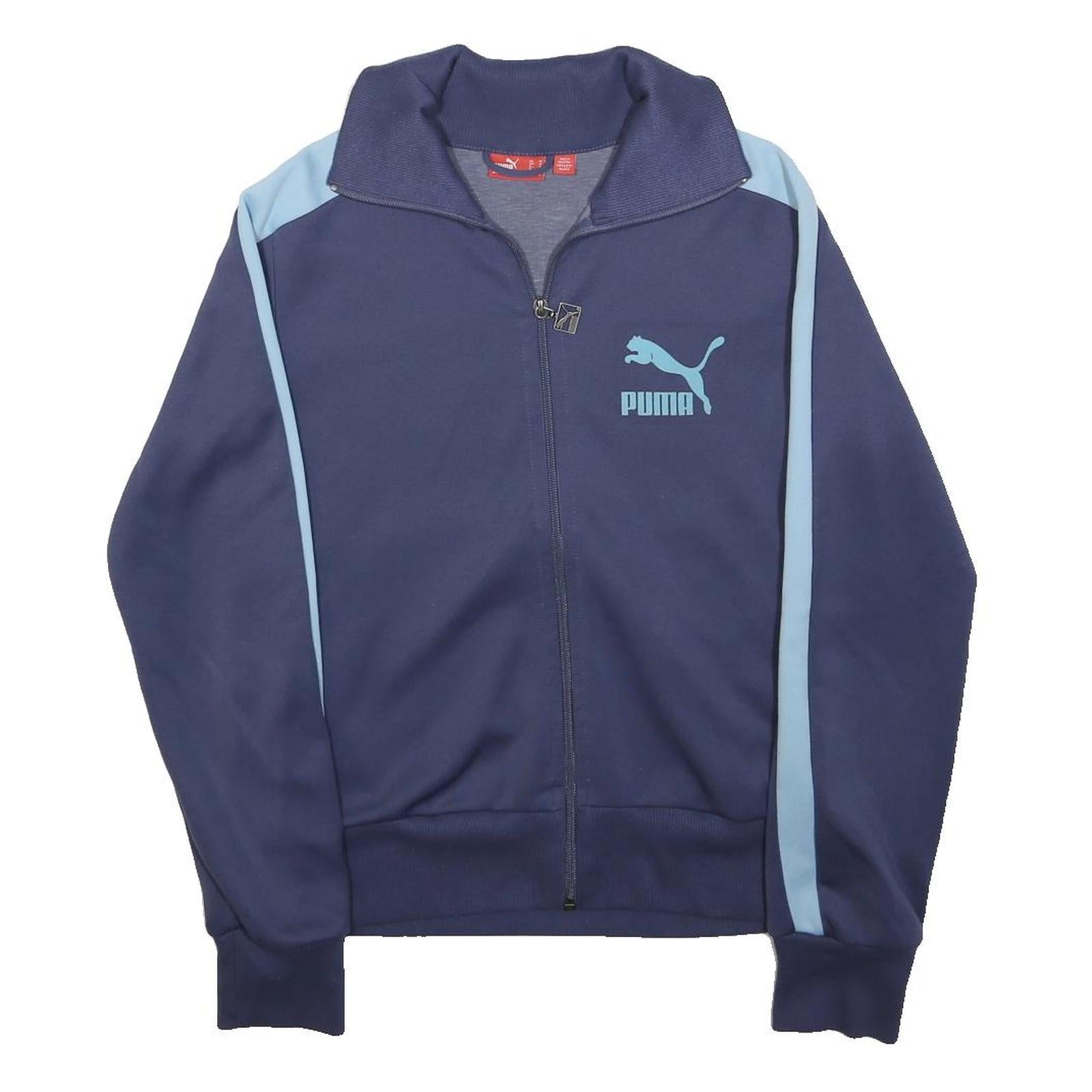 PUMA Womens Blue & Light Blue Track Jacket M Polyester Zip Plain Sportswear