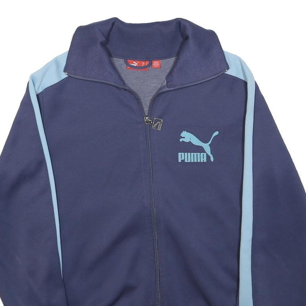 PUMA Womens Blue & Light Blue Track Jacket M Polyester Zip Plain Sportswear