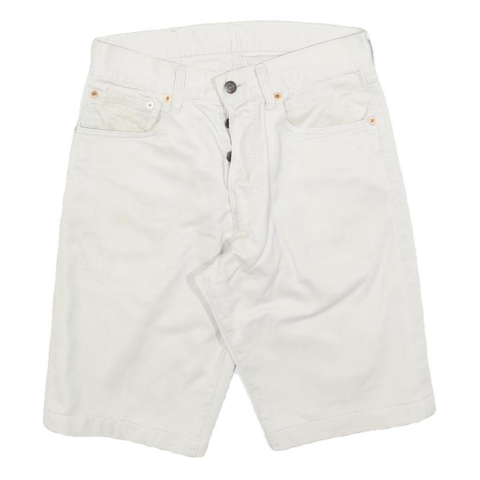 LEVI'S Mens White Denim Casual Shorts S W29 Button Fly Summer Wear