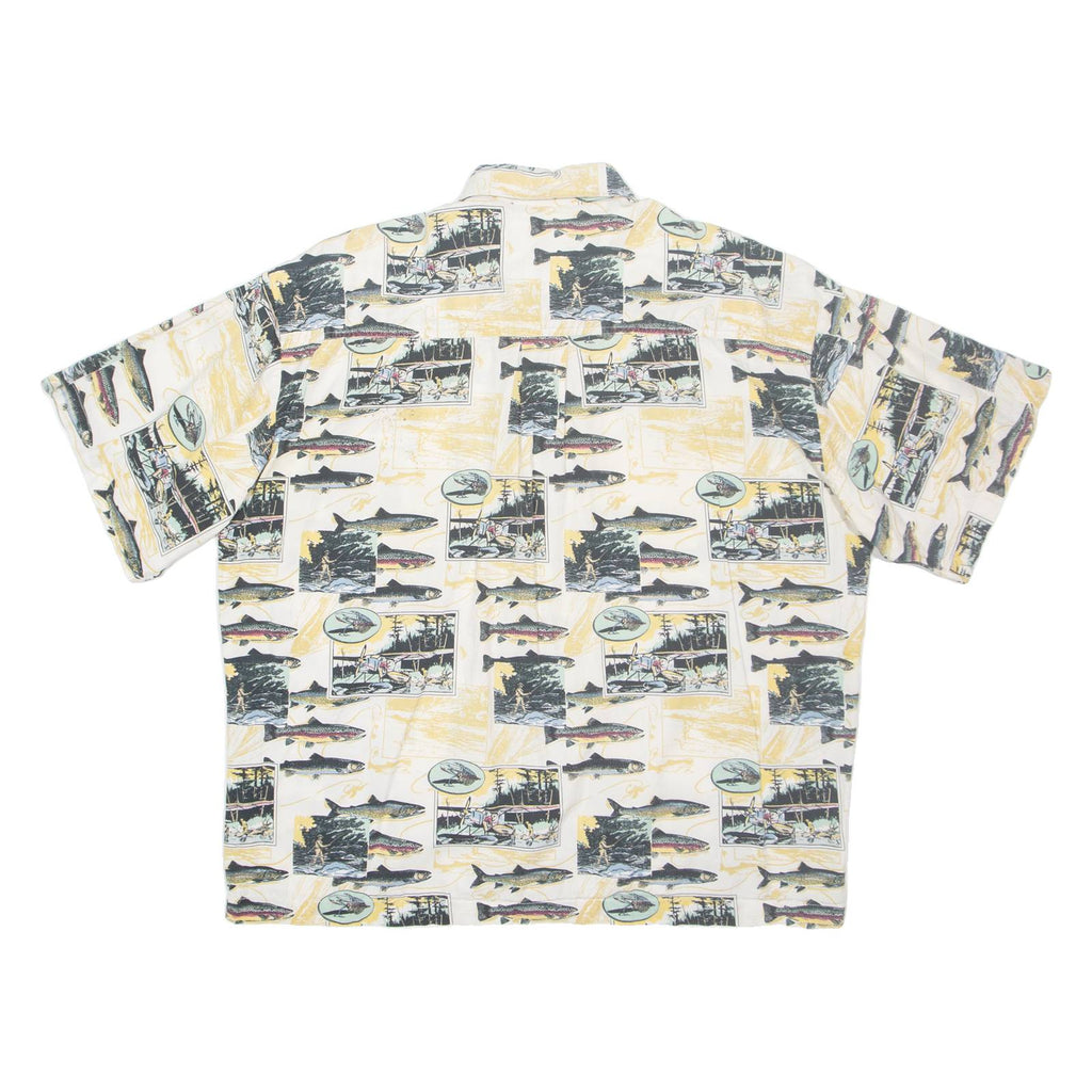 SPORTIF Mens Shirt White Crazy Pattern XL