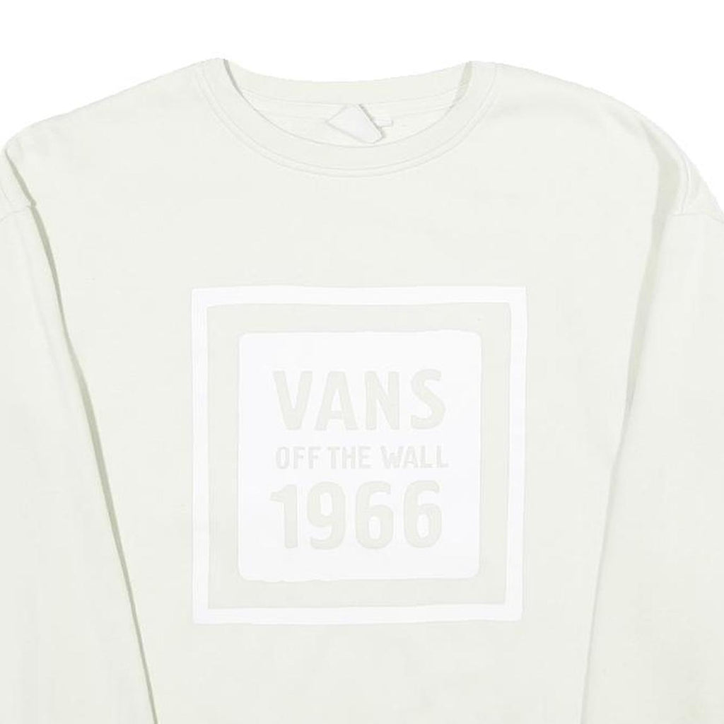 VANS Mens White Crew Neck XS Sweatshirt Cotton Blend Pullover Off The Wall