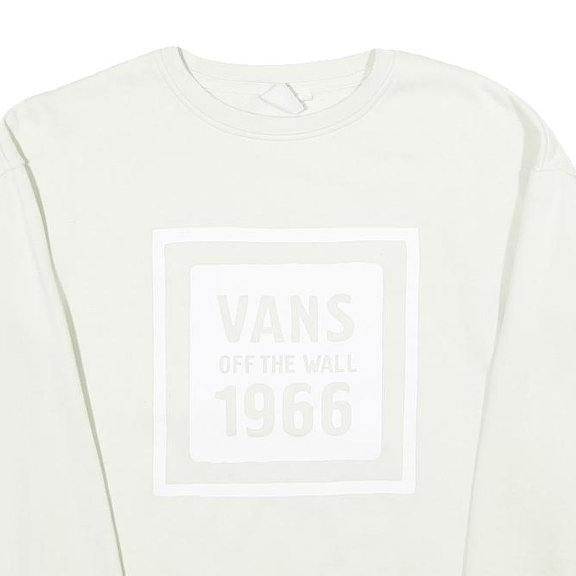 VANS Mens White Crew Neck XS Sweatshirt Cotton Blend Pullover Off The Wall