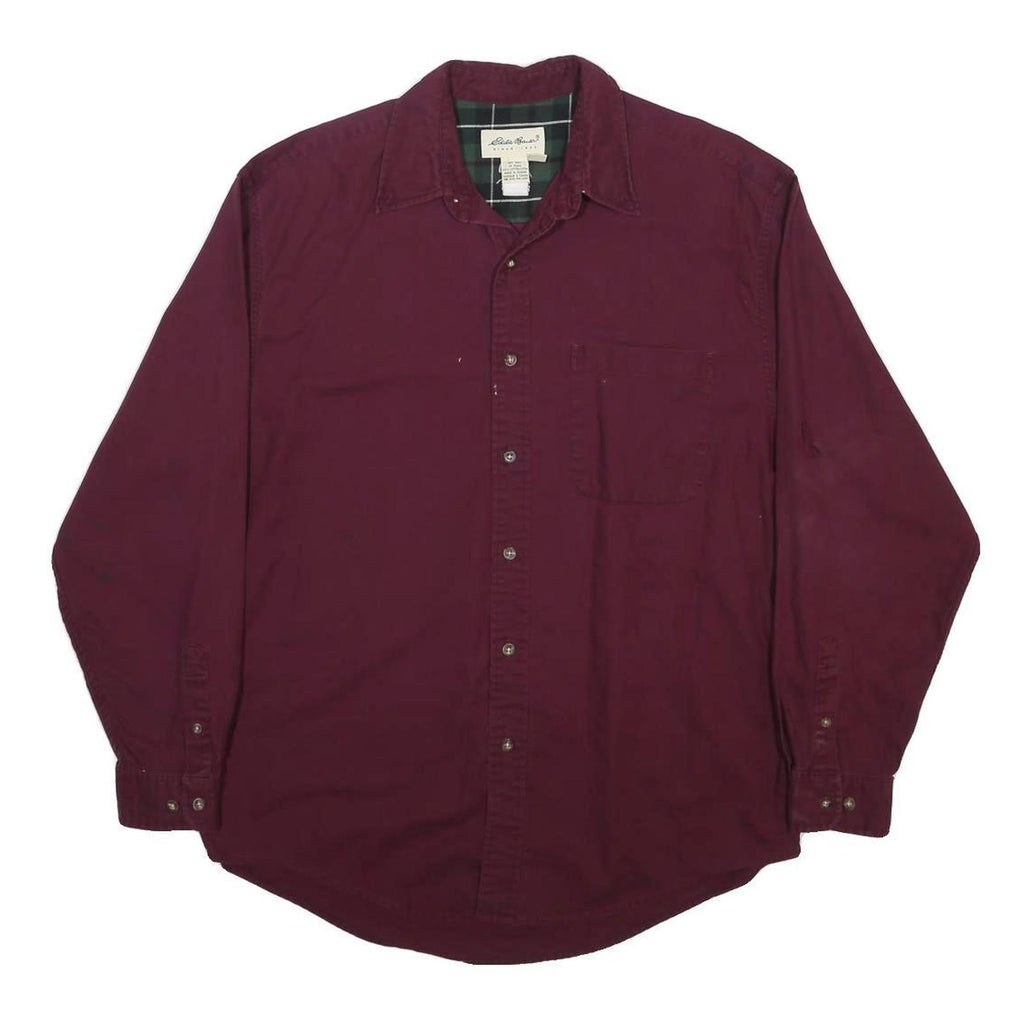 EDDIE BAUER Mens Maroon Cotton Shirt M Casual Long Sleeve Button Pocket