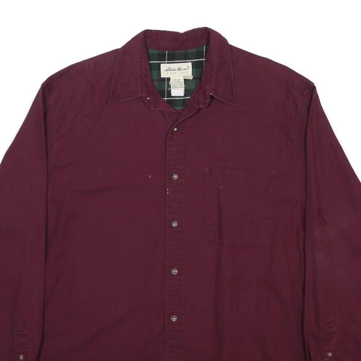 EDDIE BAUER Mens Maroon Cotton Shirt M Casual Long Sleeve Button Pocket