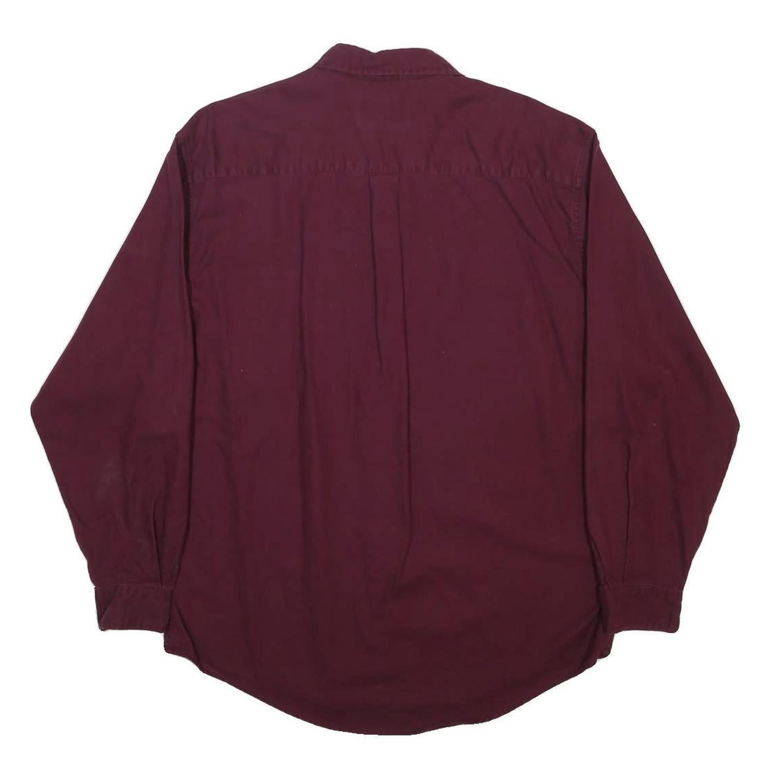 EDDIE BAUER Mens Maroon Cotton Shirt M Casual Long Sleeve Button Pocket