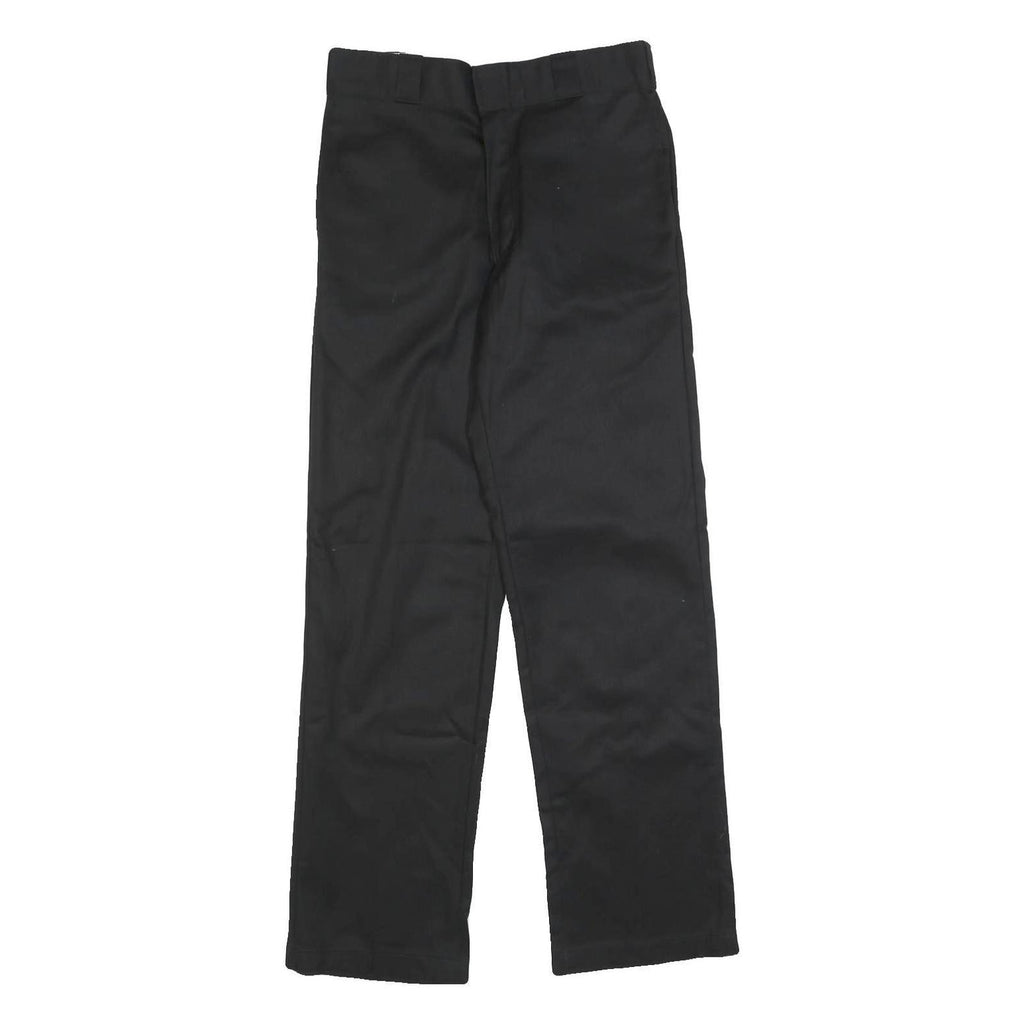 DICKIES Mens Black Regular Fit Straight Cotton Blend Trousers W30 L32 Workwear