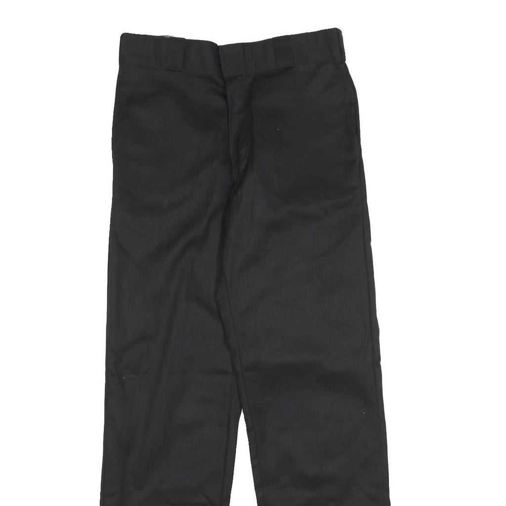DICKIES Mens Black Regular Fit Straight Cotton Blend Trousers W30 L32 Workwear