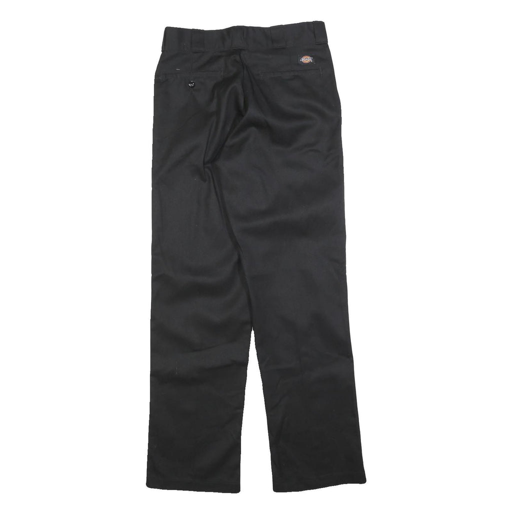 DICKIES Mens Black Regular Fit Straight Cotton Blend Trousers W30 L32 Workwear