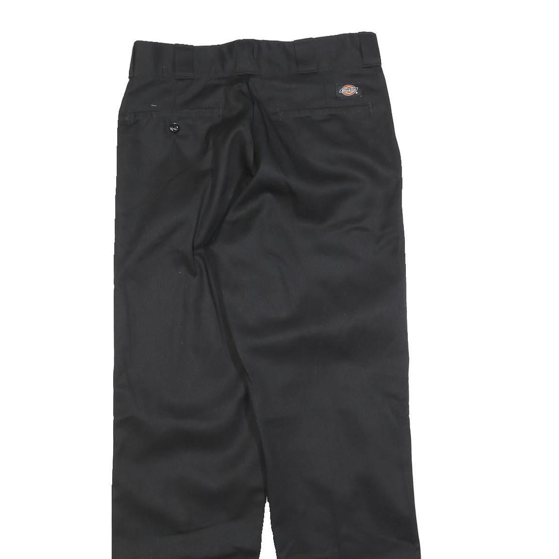 DICKIES Mens Black Regular Fit Straight Cotton Blend Trousers W30 L32 Workwear