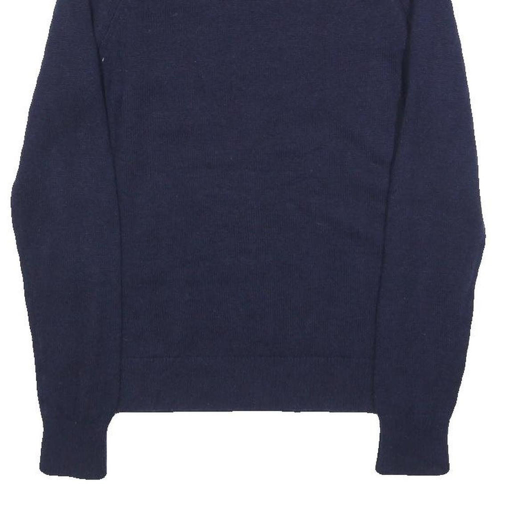 TOMMY HILFIGER Womens Blue Plain Wool Blend Jumper Crew Neck Tight Knit M