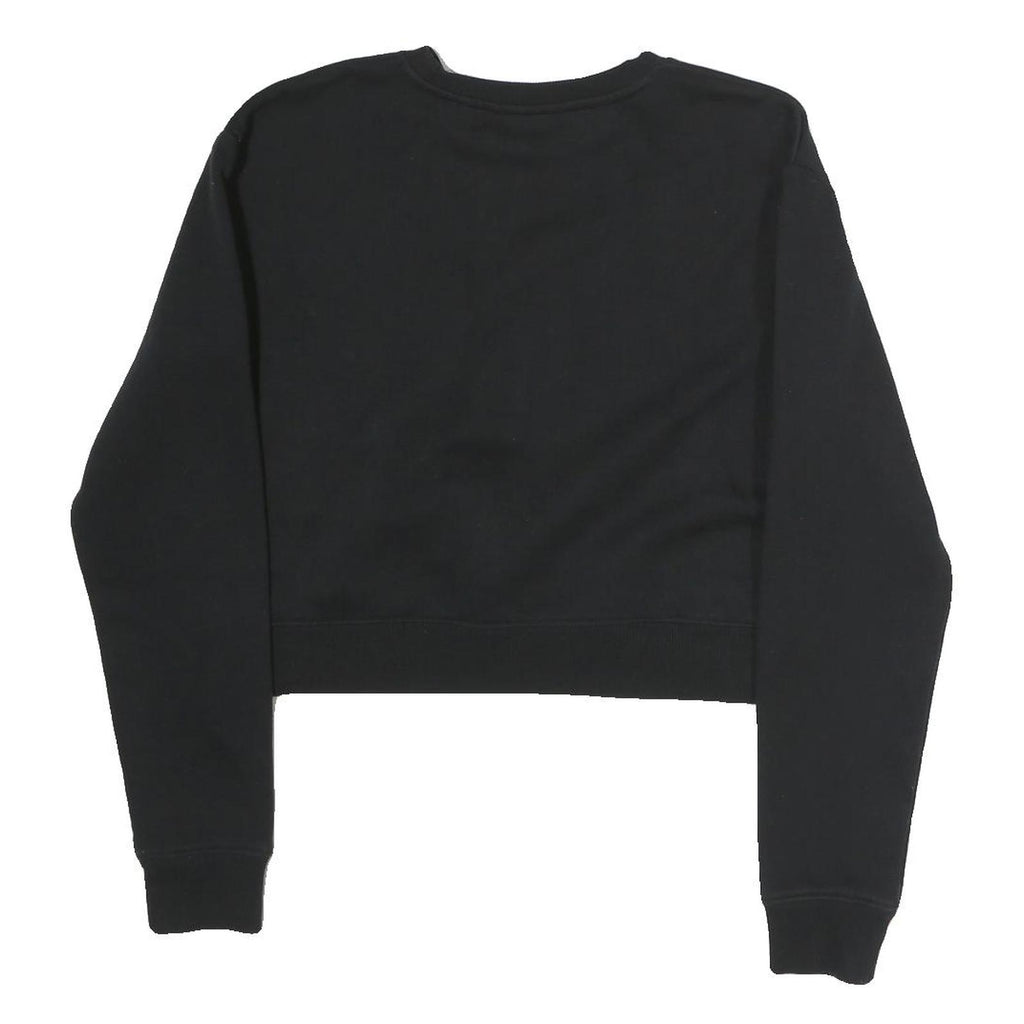 FILA Womens Black Crop Crew Neck Sweatshirt S Striped Logo Casual