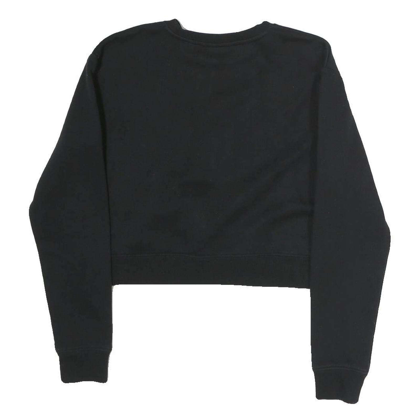 FILA Womens Black Crop Crew Neck Sweatshirt S Striped Logo Casual