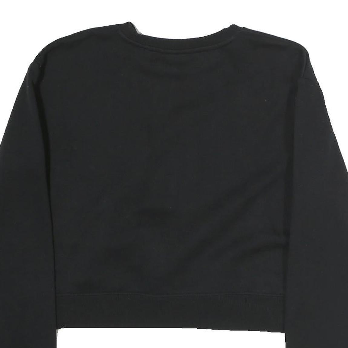 FILA Womens Black Crop Crew Neck Sweatshirt S Striped Logo Casual