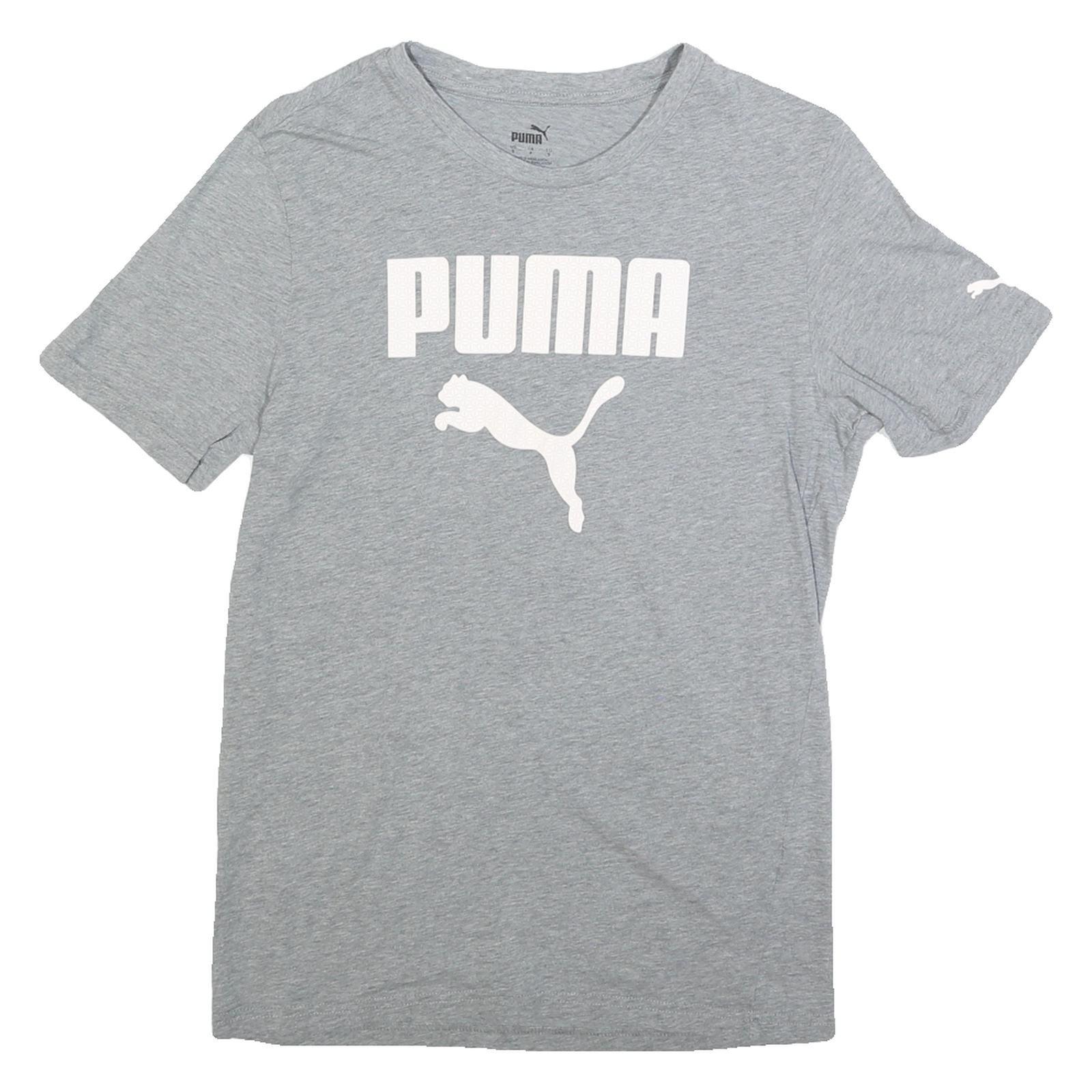 PUMA Mens Grey Classic Logo Print T-Shirt S Short Sleeve Crew Neck