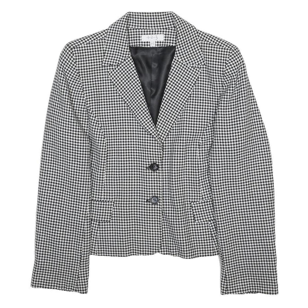 UN DEUX TROIS Womens Black & White Houndstooth Tailored Jacket S Polyester Blend
