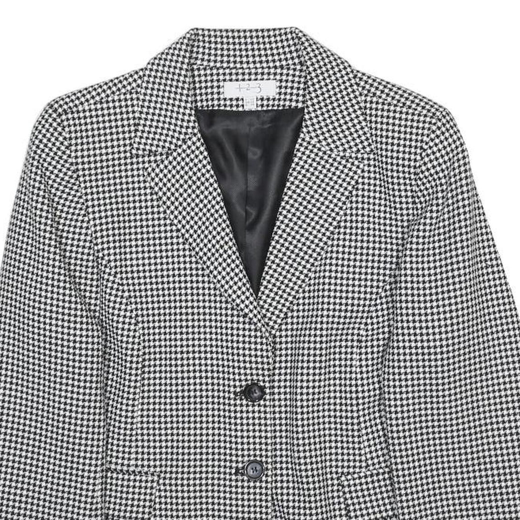 UN DEUX TROIS Womens Black & White Houndstooth Tailored Jacket S Polyester Blend