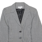 UN DEUX TROIS Womens Black & White Houndstooth Tailored Jacket S Polyester Blend