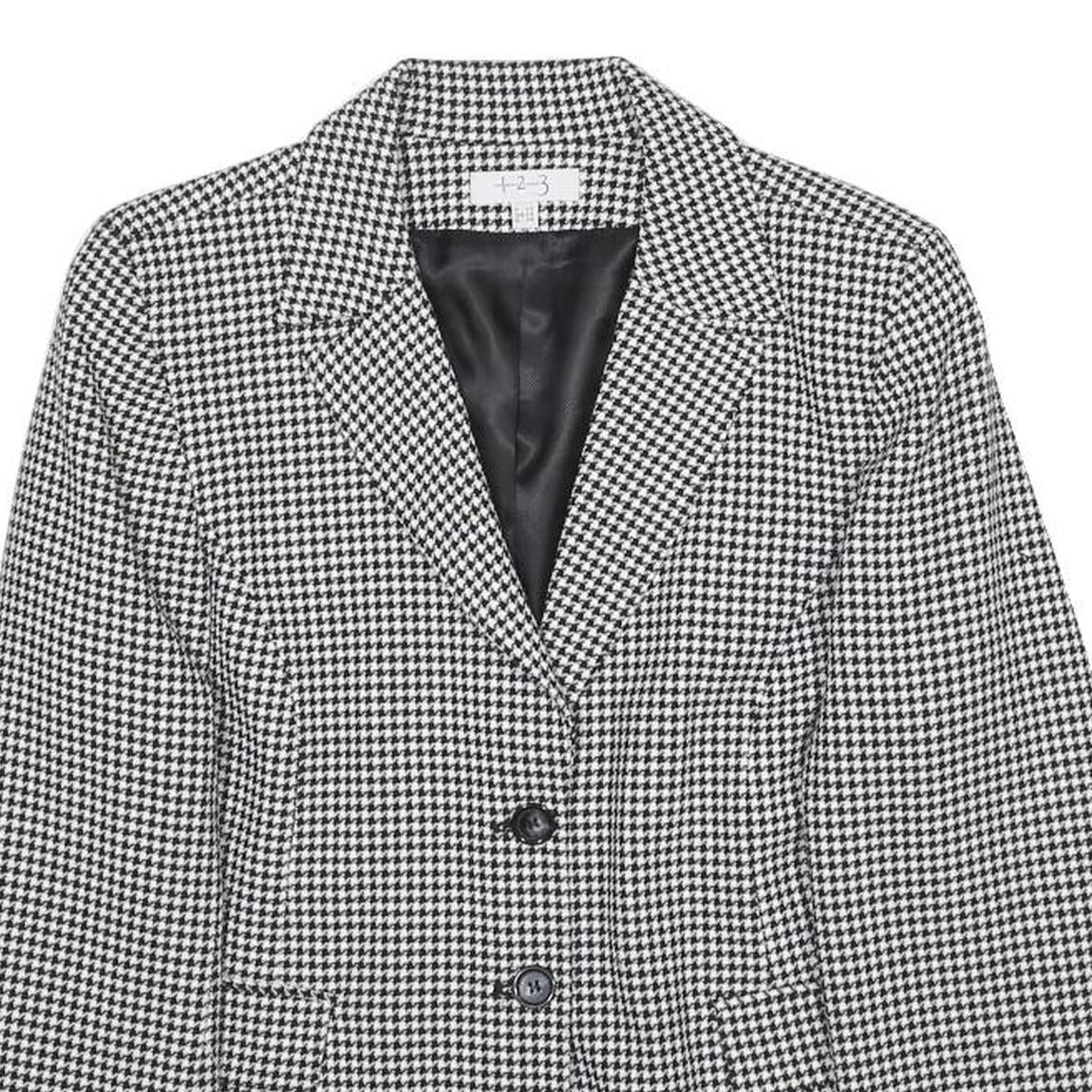 UN DEUX TROIS Womens Black & White Houndstooth Tailored Jacket S Polyester Blend