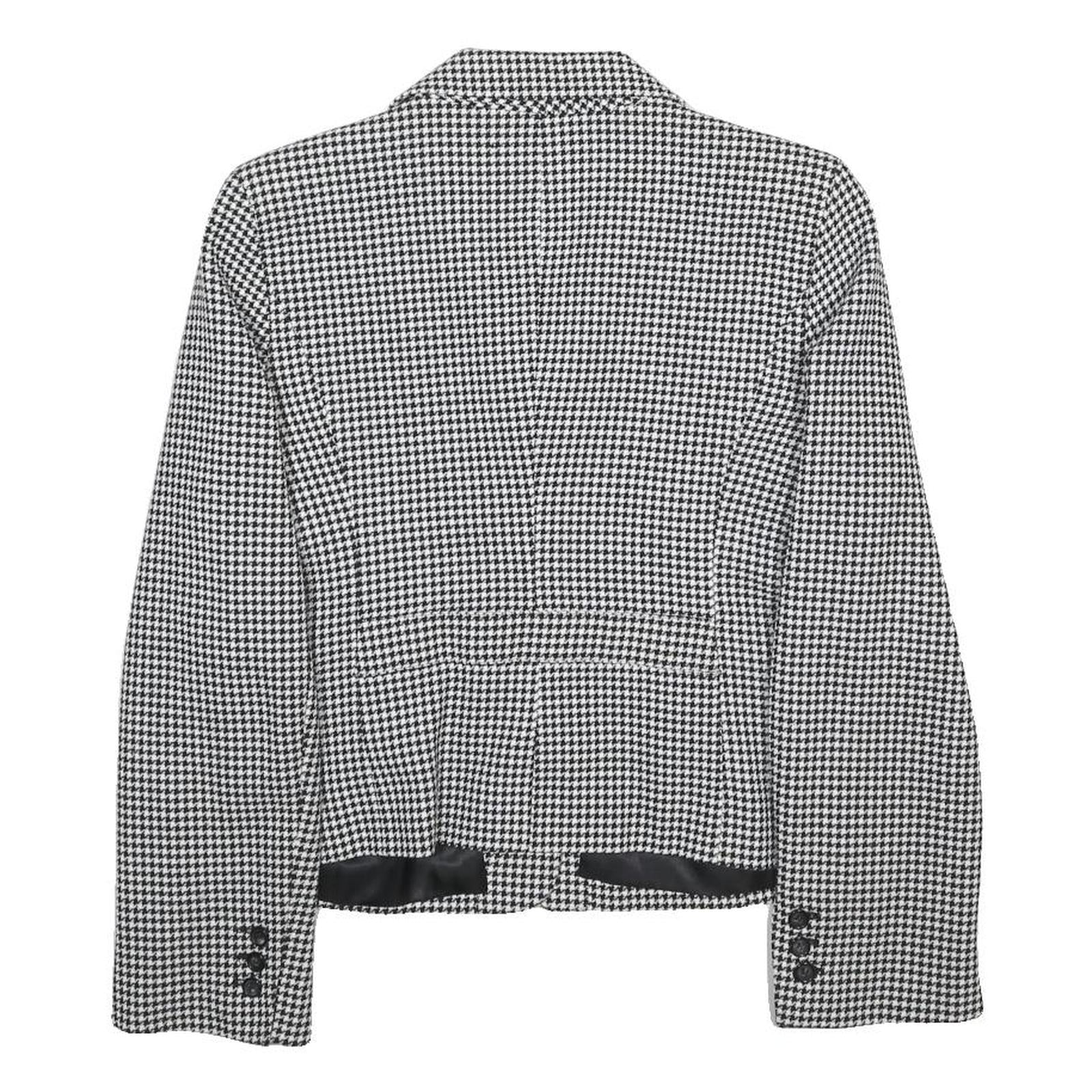 UN DEUX TROIS Womens Black & White Houndstooth Tailored Jacket S Polyester Blend